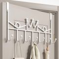 7 Hooks Hanging Door Hanger Metal Bracket Removable Storage Rack Simple Style Home White Wall Decoration.