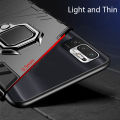 Biruiqu For Redmi Note 10 5G Soft TPU+Hard PC Black Panther Shockproof Slim Protective Case Cover with Kickstand.
