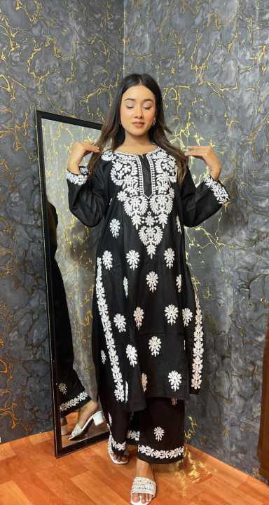 Lucknow Embroidery Work Readymade 2-pcs Short Kmeez Salwar Kameez For Women D-02