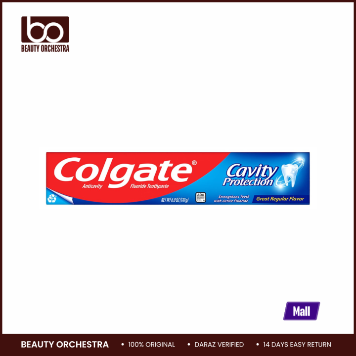Colgate Cavity Protection Toothpaste with Fluoride, Minty Great Regular Flavor, Anti Cavity Toothpaste, 6 Oz 170 g (USA)