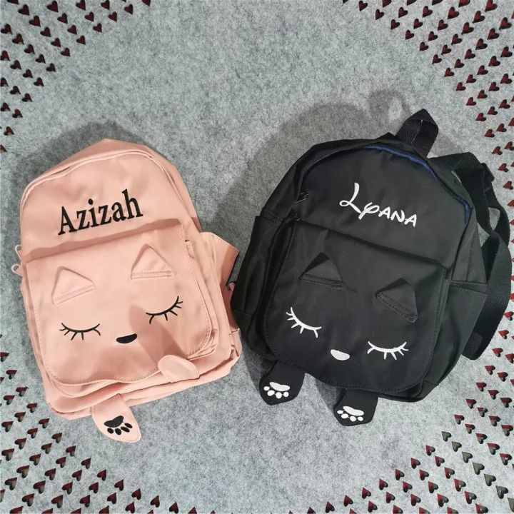 Embroidery Cute Cat Backpack Children Travel Shoulder Bags Personalized Name kids Schoolbag Girls Boys Birthday Gifts Backpack