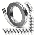 Worm Gear Hose Clamps for DIY, Cut-To-Fit 19.5 FT Strap+15 Fasteners Kit Adjustable Worm Gear Band Clamps Duct. 