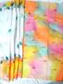 white color hand painted rainbow themed half silk saree - Sari.