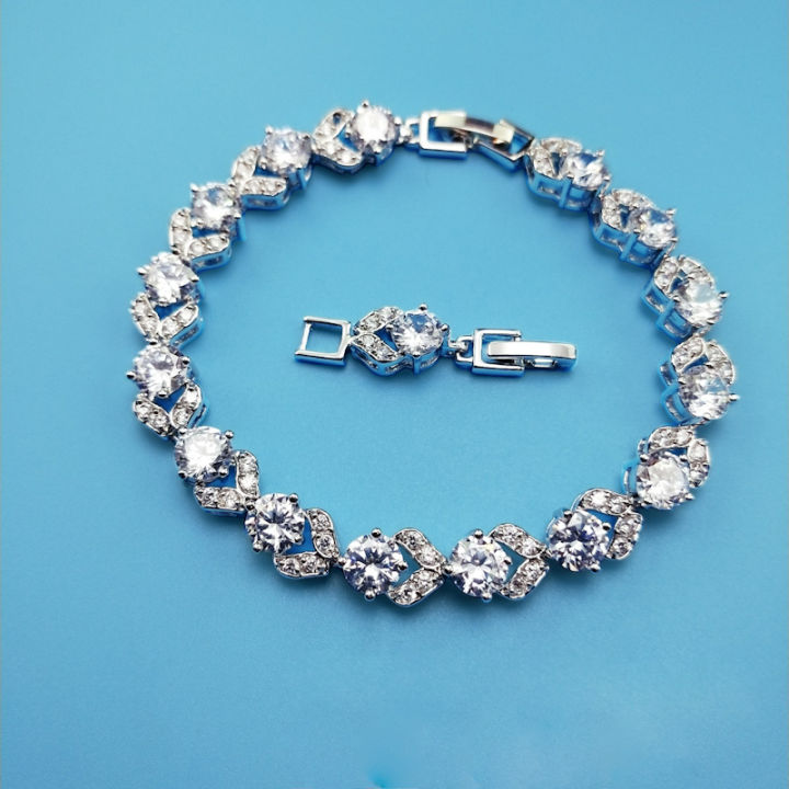 SUNNICE%20Wholesale%2018K%20Gold%20Plated%20Cubic%20Zirconia%20Copper%20Pro%20Mayor%20Pulsera%20De%20Mujer%20Fashion%20Jewelry%20Custom%20Diamond%20Women%20Bracelet%20-%20Image%204
