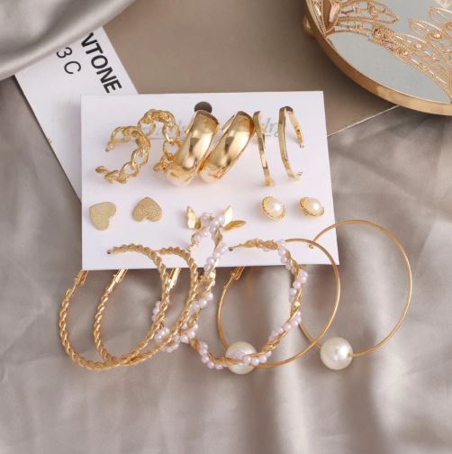 18pcs%20earing%20set%20for%20women%20Hoop%20Earrings%20Set%20Fashion%20Drop%20Dangle%20Earring%20Hypoallergenic%20Earrings%20Girls%20Trendy%20Jewelry%20-%20Image%203