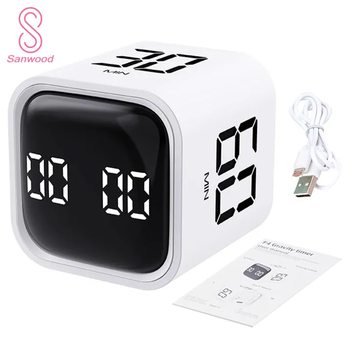 Portable Timer Mini Digital Timer with Gravity Sensor Led Display for Time Management Perfect for Cooking Study Productivity Dual Modes 4 Preset Time Options Productivity Cube Timer