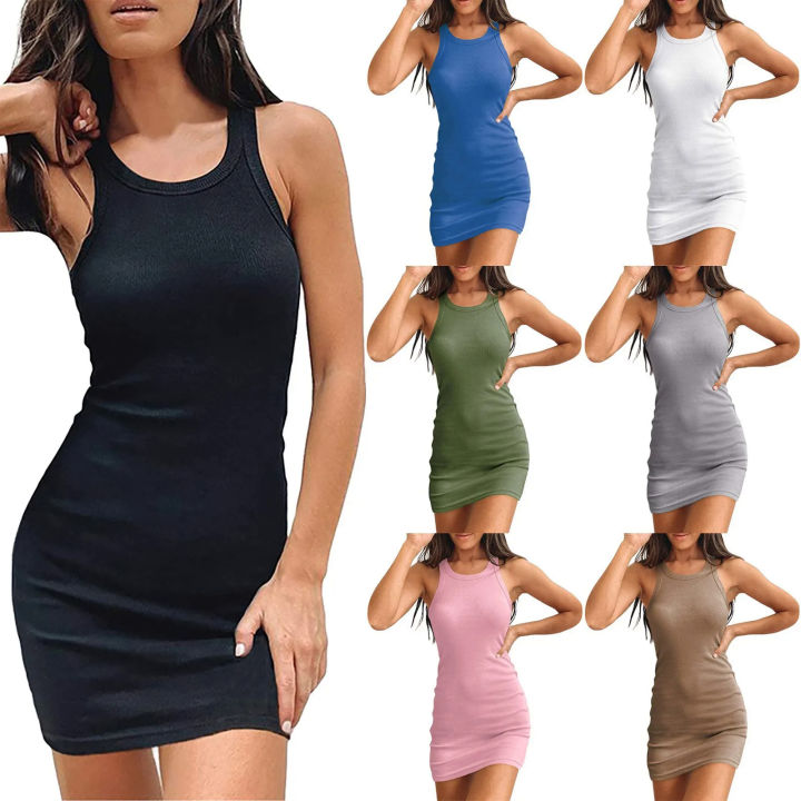 New%20summer%20sleepveless%20sexy%20tight%20WOMEN'S%20tank%20top%20dress%20new%20fashionable%20and%20simple%20dresses%20for%20female%20-%20Image%202