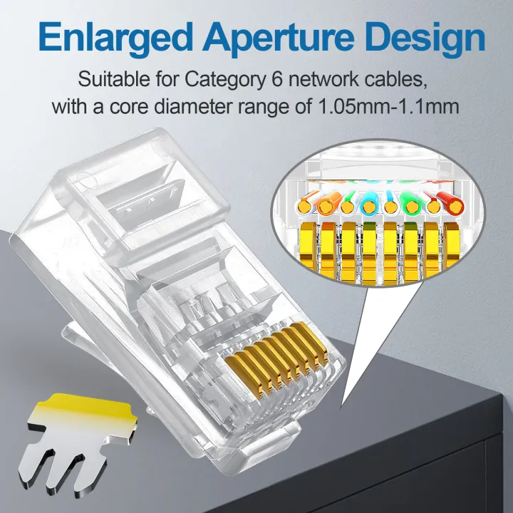 Cat6%20RJ45%20Connector%208P8C%20Modular%20Plug%20UTP%20Crimp%20Crystal%20Head%2050Pcs%20Gold-plated%20Modularity%20For%20Ethernet%20Network%20Cable%20-%20Image%202