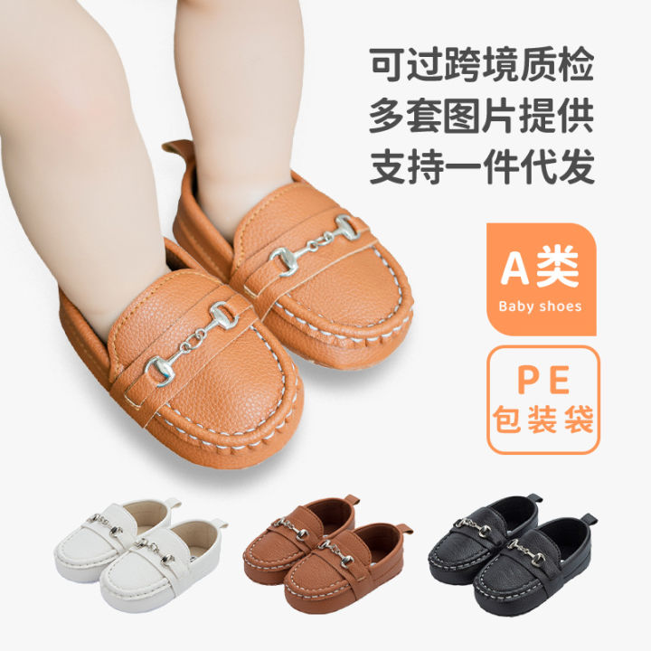 Spring and Autumn New 0-1 Year Old British Soft Sole Walking Bean Leather Baby Shoes