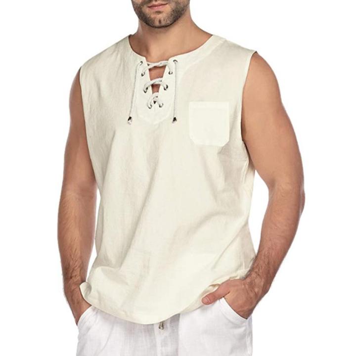 Men's%20shirt%20Casual%20Summer%20Men%20Solid%20Color%20Sleeveless%20V%20Neck%20Bandage%20Pocket%20Vest%20Shirt%20Oversize%20TaTop%20Men%20Clothing%205%20Colors%20-%20Image%205