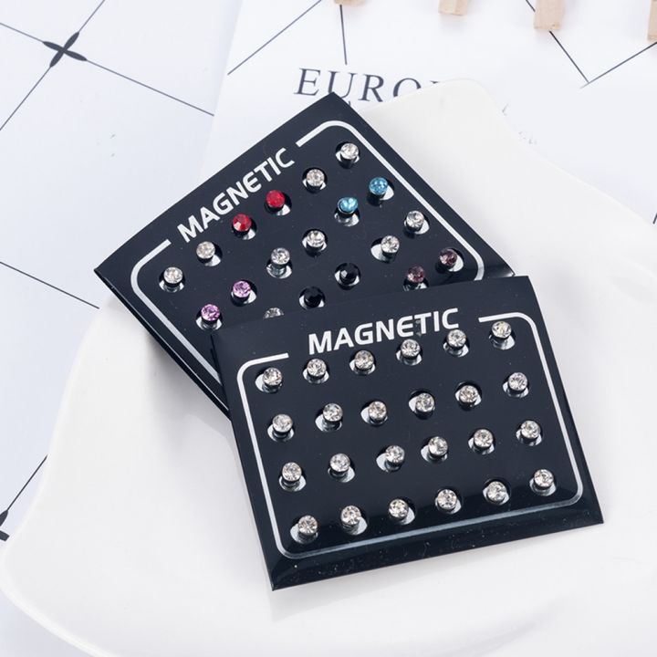 %E3%80%90Shop%20the%20Latest%20Trends%E3%80%91%2012Pairs/Set%20Unisex%20Rhinestone%20Inlaid%20Magnetic%20Stud%20Earrings%20Non%20Piercing%20Jewelry%20-%20Image%205