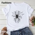 Fashions Profesional SPIDER White Woman T Shirt Art Printing Design Oversized Short Sleeve Comfort Female Tee Y2K Graphic Loose Cool Girl.
