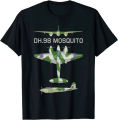 Mosquito British WW2 Fast Fighter Bomber Plane Diagram T-Shirt Short Sleeve Casual 100% Cotton O-Neck Summer Men Tees.