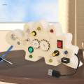 Toddlers Busy Board Switch Board Activities, Wood Rotating Gear Toy, Dinosaur Shape, Early Educational Basic Life Skills for Plane Travel Toy.