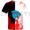 Hip Hop Anime Mr Wolf Beast Lightning Cat 3D T-shirt Harajuku Graphic T Shirts Men Clothing Kids Short Sleeve Oversized T Shirt.