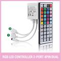 RGB LED Controller Dual Output with 44 Keys IR Remote Control DC12V for SMD5050 2835 RGB LED Strip Lights. 