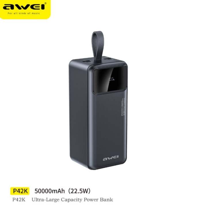 Awei P42K Power Bank 50000mAh Portable Powerbank For PD Fast Charger