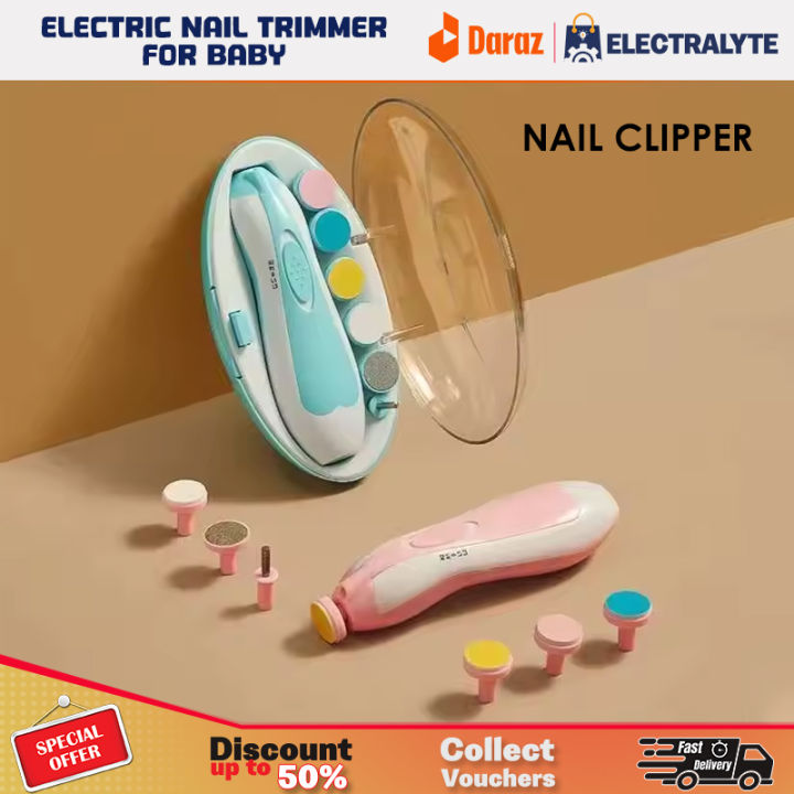 Electric Nail Trimmer for Baby  Baby Nail Trimmer Electric Newborn Essential Set Nail Clippers Tools Cutter Care Set Coupe Ongle Bebe With 6 Grinding Heads
