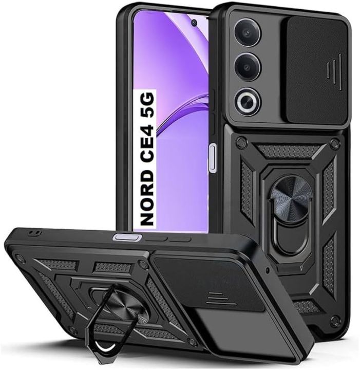 MobiCase S1 For Oneplus Nord CE 4 Back Cover Slide Camera Kickstand Anti Fall Shockproof Magnetic Bracket Protection Phone Cover Oneplus Nord CE4 Back Cover Nord CE4 5G CE 4 5G Phone Case Phone Cover Black