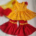 Style Age From 0 to 12 years Girls In MultiColor Neckline Embroidery Organza Shirt with Silk Sharana. 