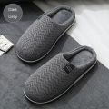 Men's Slippers Memory foam Slippers for home 2022 Winter Non-Slip Male House Shoes Stripe Unisex Indoor Slippers Soft Plus Size. 