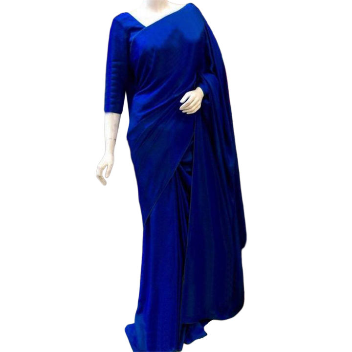 Japani Soft Silk Saree For Women- Navy Blue - Sari