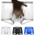 Summer Ice Silk Men Underwear Seamless Transparent Boxer Shorts Ultra Thin Sheer Breathable Comfortable Panties Underpants.