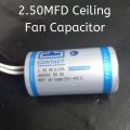 2.5 MFD Ceiling Fan Capacitor Industrial Electric Fan Capacitor 2.5uF 50Hz 60Hz 450VAC Capacitor For Ceiling Fan Capacitor 2 Pin Leads Cables. 