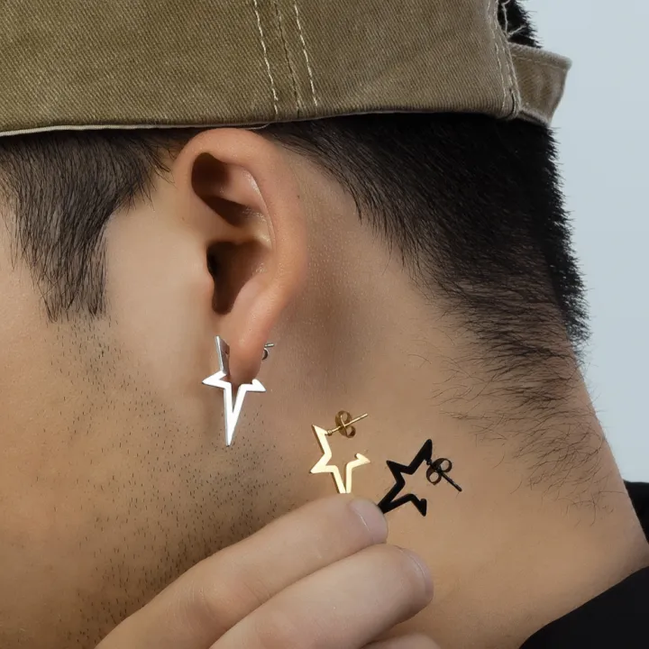 Pentagonal%20Star%20Ear%20Studs%20New%20Gothic%20Y2K%20Punk%20Design%20Earrings%20Removable%20for%20Men%20Women%20-%20Image%202
