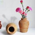 Hand Woven Rattan Flower Basket Vase Boho Flower Holder Plant Flower Vase. 