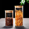 Eco-friendly Glass jar Sleek Transparent Bamboo lid Airtight Versatile Sealed canister for Kitchen accessories Loose tea. 