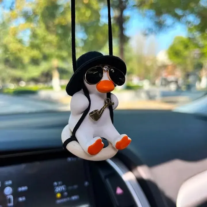 Anime%20Duck%20Car%20Interior%20Decoration%20Cute%20Gypsum%20Swing%20Duck%20With%20Pipe%20Glasses%20Auto%20Rearview%20Mirror%20Pendant%20For%20Car%20Accessories%20-%20Image%202