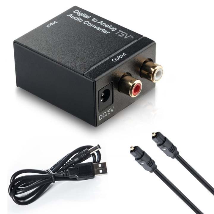 Digital to Analog Audio Converter RCA to SPDIF Optical Coaxial With 3.5mm Aux - Cable Protector