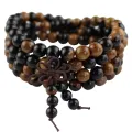 Yin and Yang Wooden Bracelet Ebony Wood Africa Ebony African Blackwood 108 Beads Bracelet for Men and Women Collectables-Autograph Rosary. 
