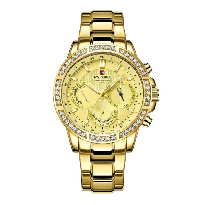 NAVIFORCE%20NF9196%20Golden%20Stainless%20Steel%20Chronograph%20Watch%20For%20Men%20-%20Golden%20-%20Image%202