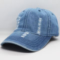 Sky Blue Distressed Ripped Denim Wash Cap/ Hat Premium.