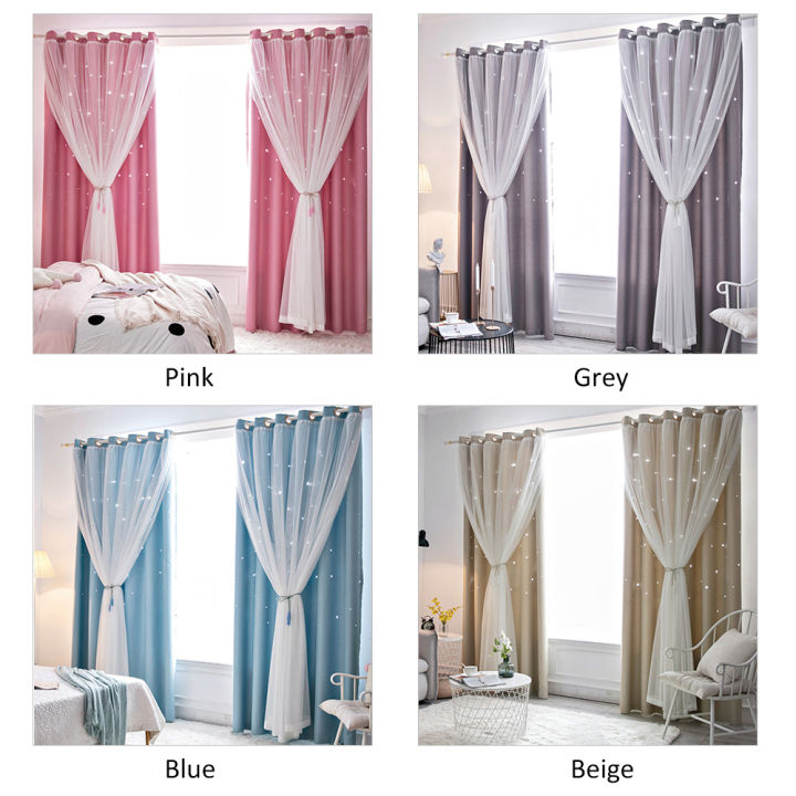 Migeet%202Pcs%20Window%20Curtain%20Hollowed%20Out%20Stars%20Shading%20Curtain%20Drape%20Purdah%20for%20Home%20Living%20Room%20Bedroom%20-%20Image%209