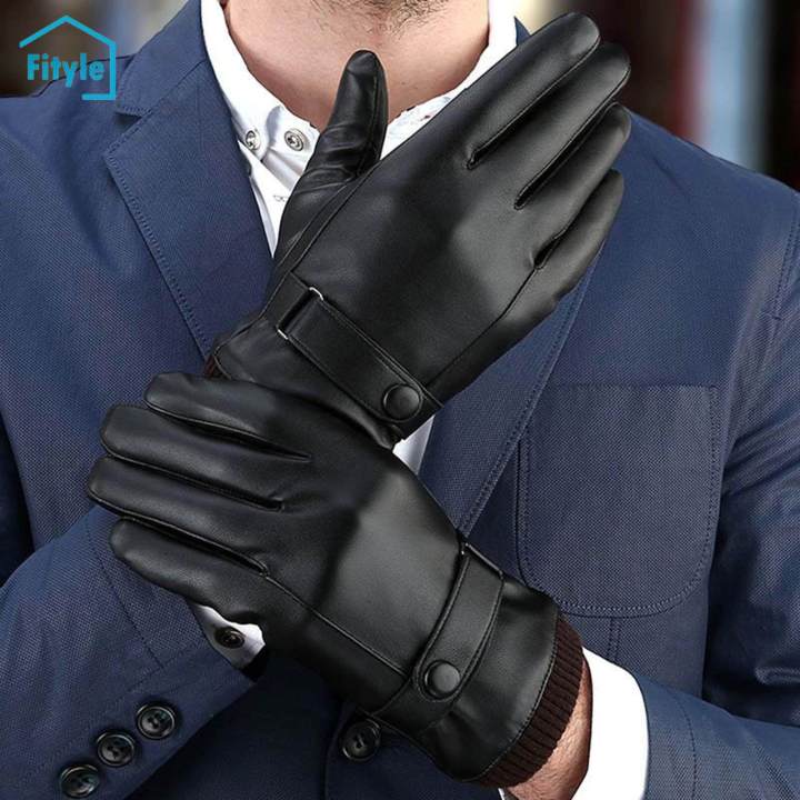 Fityle%20Men%20Winter%20Gloves%20PU%20Leather%20Windproof%20Touchscreen%20Texting%20Typing%20for%20Riding%20-%20Image%202