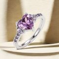 Fashion Purple Heart Cubic Zircon Rings for Women Unique Wedding Engagement Accessories Fancy Lady Gift Romantic Trendy Jewelry.