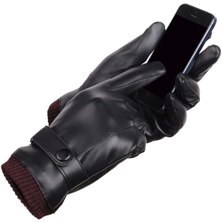 Fityle%20Men%20Winter%20Gloves%20PU%20Leather%20Windproof%20Touchscreen%20Texting%20Typing%20for%20Riding%20-%20Image%204