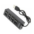 4 USB Ports 2.0 Socket Multi HUB Power Charger Splitter Adapter For PC Laptop.