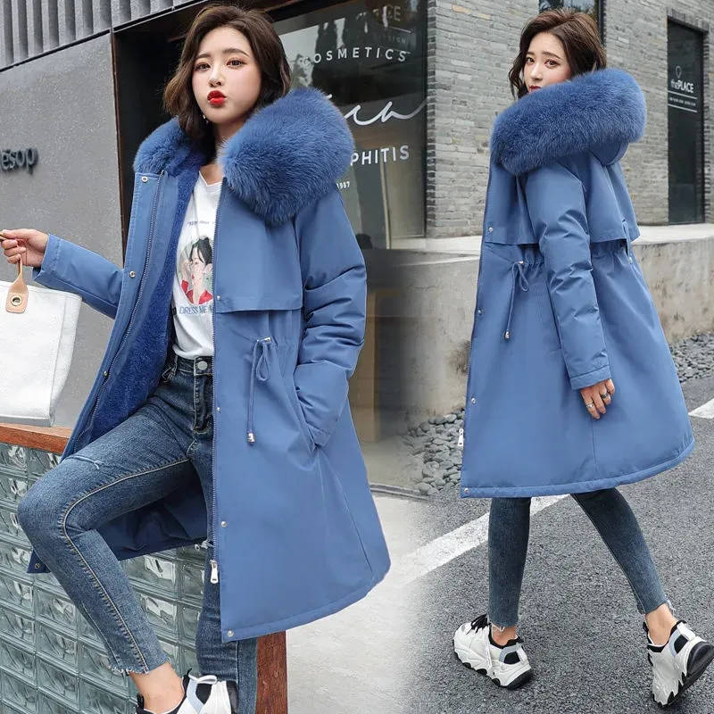 MOLAN Winter Jacket New Women Parka Clothes Long Coat Wool Liner