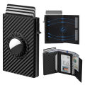 Mens Wallet Card Holder for AirTag:Pop up Card Case, RFID Blocking, Smart, Slim, ID Window | Cash Slot (AirTag not included).