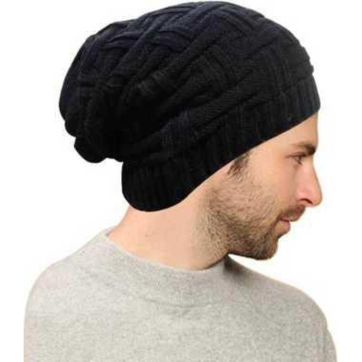 Woolen%20Winter%20Cap%20For%20Male%20&%20Female%20-%20Black%20-%20Image%202