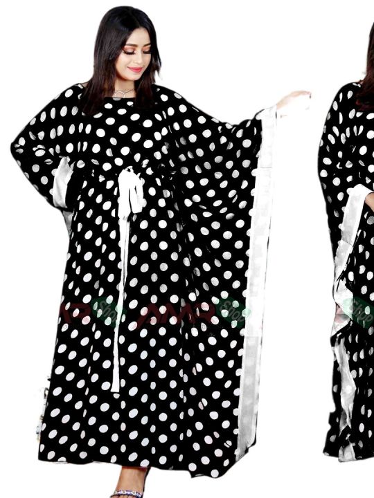 New%20Attractive%20Womens%20Premium%20Quality%20Linen%20Dot%20Print%20One%20Piece%20Kaftan%20Stylish%20Comfortable%20Casual%20Dress%20-%20Image%203