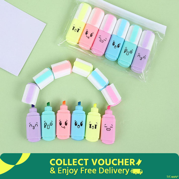 Minnie cartoon photo highlighter pen 6 pieces 1 box