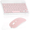 Wireless Keyboard and Mouse Set: Compact Bluetooth Keyboard (Rechargeable) with Matching Mouse. English Ergonomic Design for a Comfortable Experience on iPad, Tablets, Phones, Laptop, Android, iOS, and Windows.