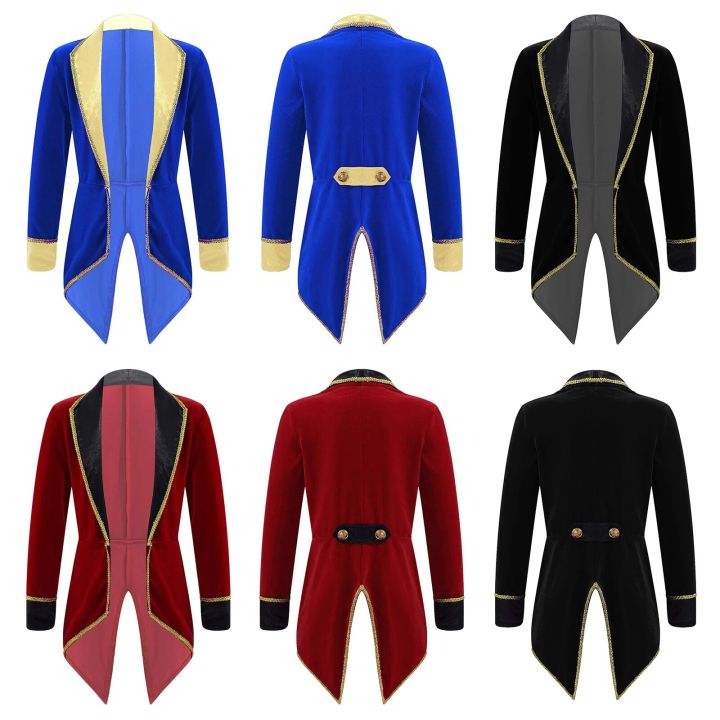 Kids%20Boys%20Girls%20Circus%20Ringmaster%20Tailcoat%20Jacket%20Long%20Sleeves%20Lapel%20Collar%20Tuxedo%20Coat%20Halloween%20Carnival%20Party%20Cosplay%20Costume%20-%20Image%202
