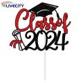 Graduation Cake Accessories Glitter Graduation Cake Topper Set Class of 2024 Congratulations Card Gift for Graduate Party Decor Finish School Celebration Class of 2024 Cake Decorations.