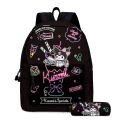 3PC-SET Printing Peripheral Sanrio Kuromi Backpack Student School Bag Pencil Case Bag Mochila Sports Backpack Lightening. 